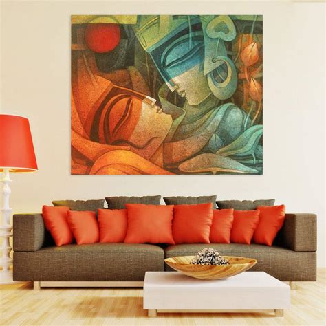 Inephos Wood Abstract Wall Painting, Multicolour, Printed, 85cm X 70cm ...