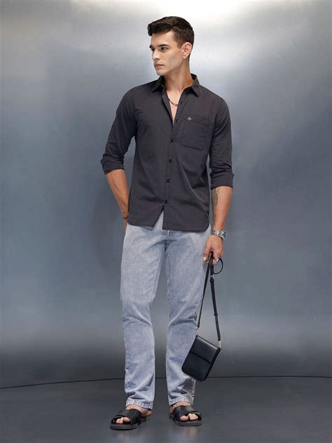 Men's Casual Slim Fit Shirt | Grey – Wrogn