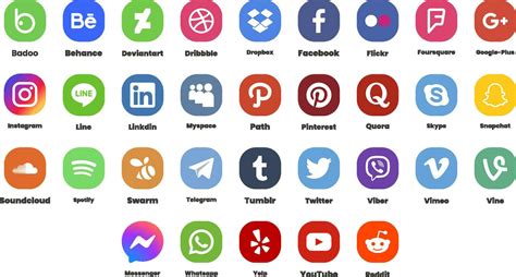Popular Social Media Icons or Logo Set Collection. Facebook, Instagram ...
