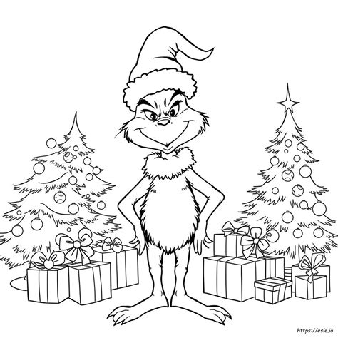 Máscara Do Grinch Para Colorir