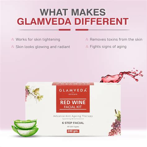 Glamveda Red Wine Advance Anti Ageing Facial Kit | 6 Steps Facial | 24 ...