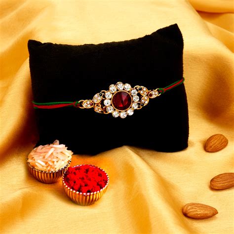 Sukkhi Traditional Gold Plated Rakhi with Roli Chawal and Raksha Bandh ...