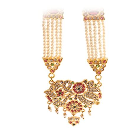 Buy Jewar Mandi Necklace Set Gold Plated Multi-Color Gemstones Kundan ...
