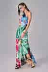 Buy Multi Color Crepe Halter Neck Floral Print Maxi Dress For Women by ...