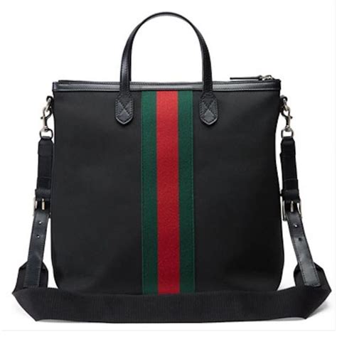 NEW Gucci Black Web Stripe Canvas Tote Crossbody Bag For Sale at ...