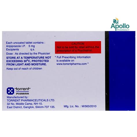 Arip MT 5 Tablet 15's Price, Uses, Side Effects, Composition - Apollo ...