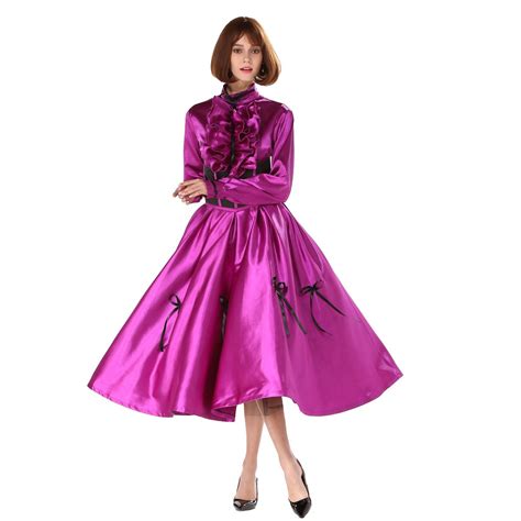 Sissy Lockable Purple Satin Ball Gown Medium Length Dress Uniform ...