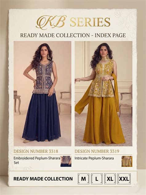 Kb Super Hit 3D No 318 And 19 Star Georgette Embroidered Sharara Collection
