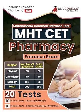 MHT CET Pharmacy Entrance Exam 2024 - Physics, Chemistry, Biology (PCB ...