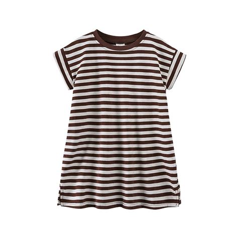 Dresses for Toddler Girl Short Sleeve Crew Neck Stripe Beach Dresses Comfortable Princess Dress ...