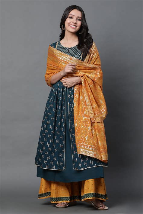 Buy Yellow Floral Foil Printed Pure Cotton Dupatta Online for Woman ...