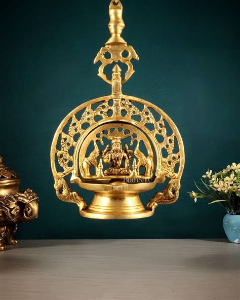 Brass Gajalakshmi Hanging Lamp – Budhshiv.com