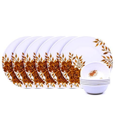 Buy LASERBOT Platinum Dinner Set Pack of 12 Melamine Round Full Size ...