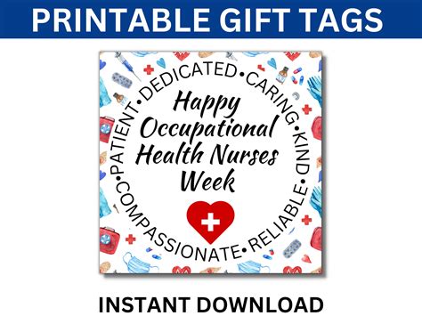 Occupational Health Nurses Week Printable Gift Tag - Etsy