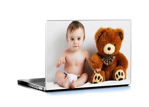 ISEE 360® Laptop Skin Cover Laminated Teddy Bear & Baby Stickers and ...