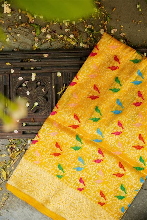 Handloom Banarasi Katan Silk Chidiya Saree – Khinkhwab