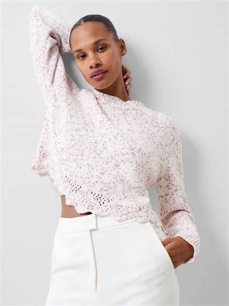 French Connection Nevanna Scallop Hem Jumper, Rose Kiss, L