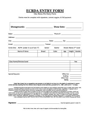 Fillable Online ECRDA ENTRY FORM Fax Email Print - pdfFiller