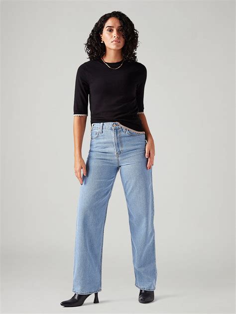 Women's Light Blue Ribcage Straight Fit High Rise Jeans – Levis India Store