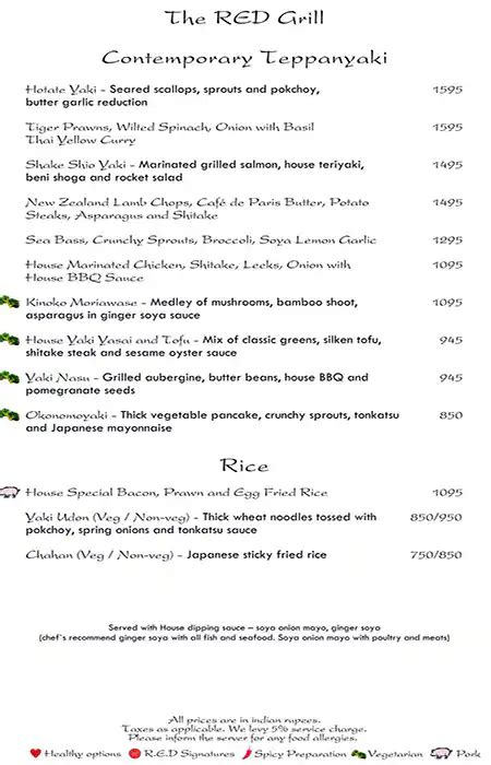 Menu at Rare Eastern Dining - Radisson Blu MBD Hotel, Noida