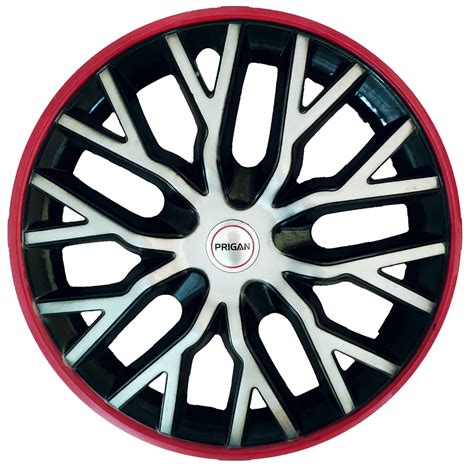 PRIGAN Hyundai EON (D-Lite Only) Black Silver Red Wheel Cover 12" for ...