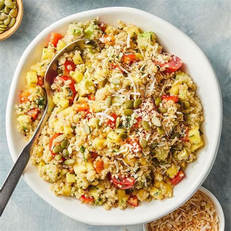 Tropical Veggie Quinoa Bowl with Citrus-Basil Dressing Recipe: How to ...