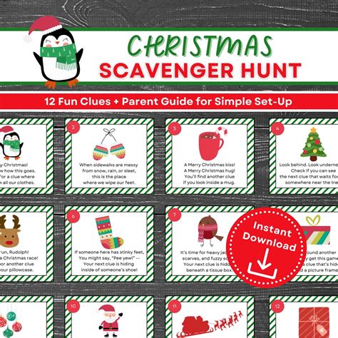 Christmas scavenger hunt for kids christmas treasure hunt clues indoor ...