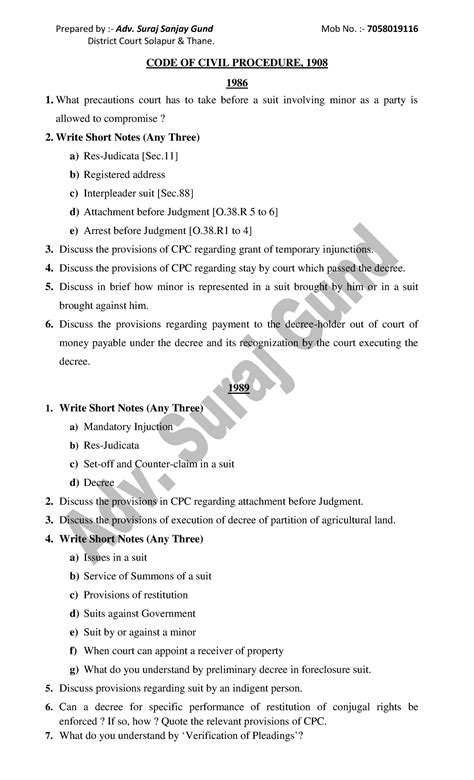 CPC-Mains Questions: Key Topics & Provisions Breakdown (District Court ...