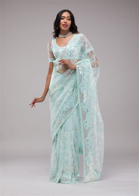 Buy Sky Blue Sarees Online At Best Prices – Koskii