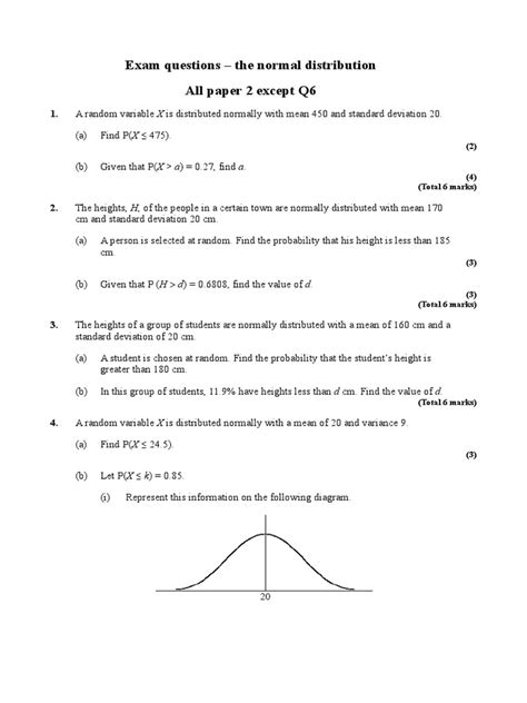Image result for Normal Distribution Exam Questions