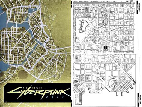 This is the map of Night City in Cyberpunk 2077 compared to the map of Night City in Cyberpunk ...