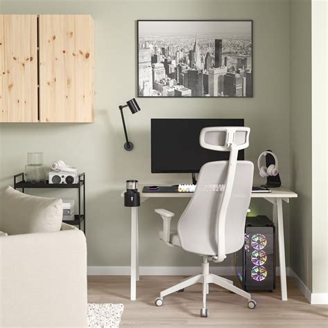 TROTTEN / MATCHSPEL desk and chair, beige/white light grey - IKEA