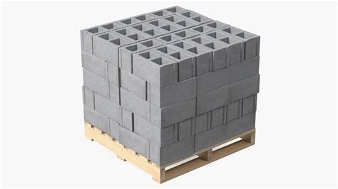 Wooden Pallet with Concrete Blocks 3D model | 3D Molier International
