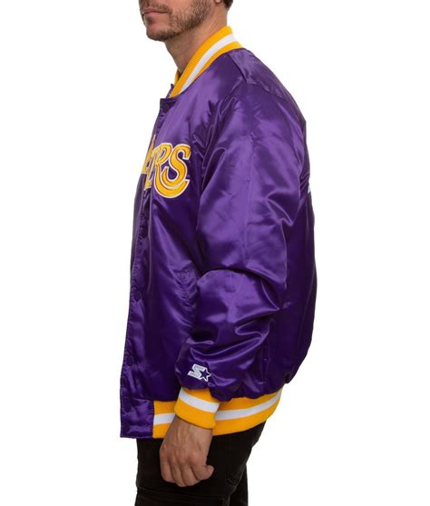 Bomber Satin Starter Los Angeles Lakers Purple Jacket - Jackets Expert