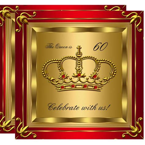 Queen or King Regal Red Gold Birthday Party 2 Invitation | Zazzle ...