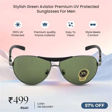 Ochila Stylish Green Aviator Premium UV Protected Sunglasses For Men ...