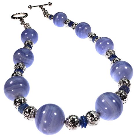 Stunning Blue Lace Agate Necklace at 1stDibs