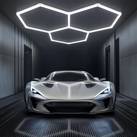 ALLYES LED Hexagon Garage Light, Honeycomb LED Ceiling Lights, 15360LM ...