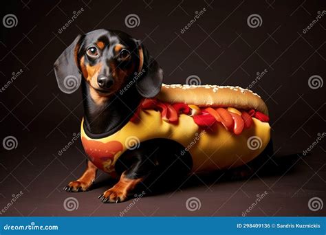 Dachshund in a Hot Dog Costume. Generative AI Stock Illustration ...