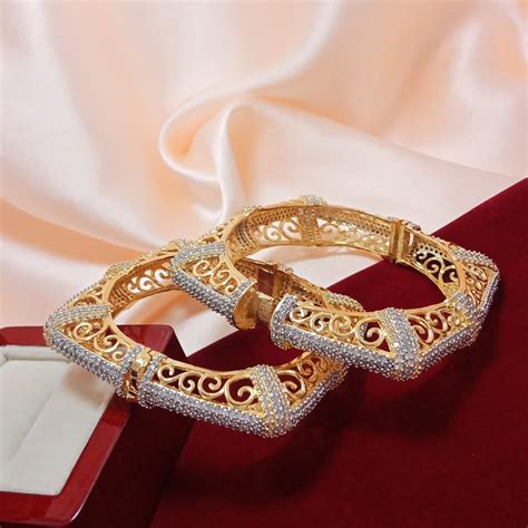Pair of Openable Square American Diamond Bangles for Women – www.soosi ...
