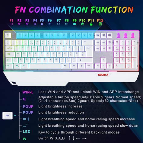 Buy White Gaming Keyboard,Colorful Lights Rainbow LED Backlit Keyboard ...