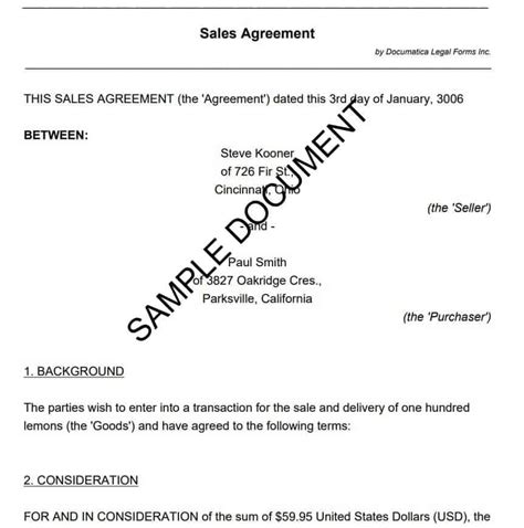 Image result for Sales Contract Sample