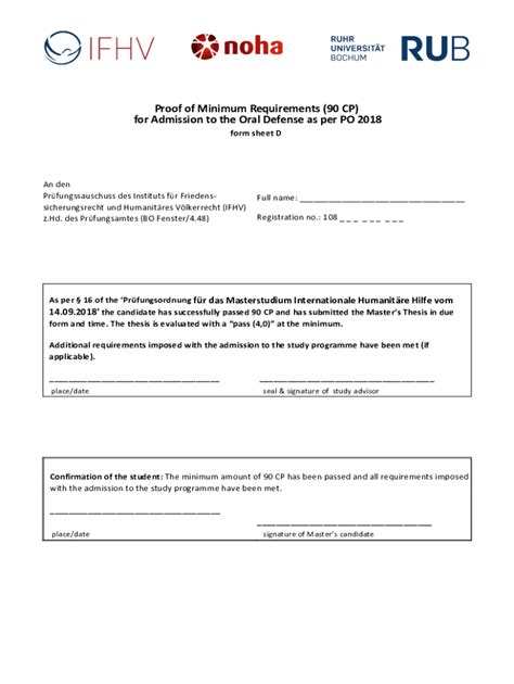 Fillable Online Form sheet DProof of Minimum Requirements for Oral ...