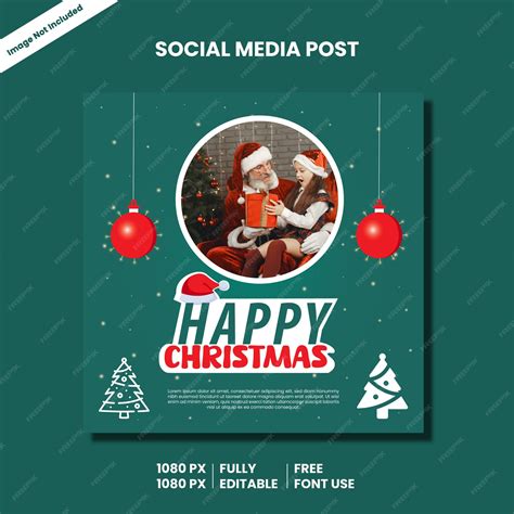 Premium Vector | Merry christmas social media post design template