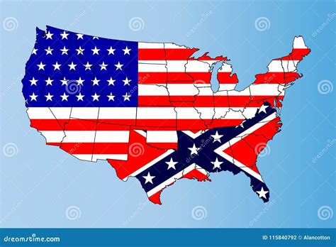 Confederate And Union States Flag
