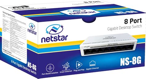 NETSTAR® 8 Port Gigabit Desktop Switch | 10/100/1000 Mbps (1G) | Plug ...