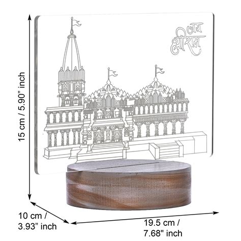eCraftIndia Acrylic & Wood Base Shri Ram Mandir Ayodhya Temple Design