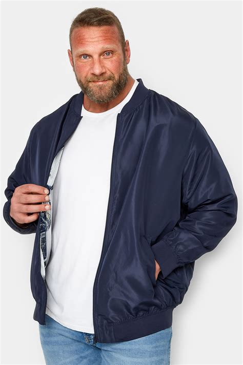 JACK & JONES Big & Tall Navy Blue Bomber Jacket | BadRhino
