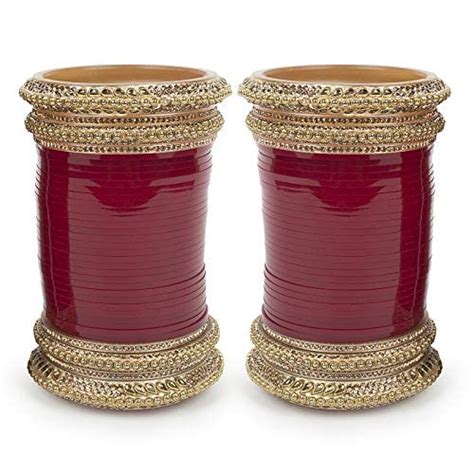 Buy CHOTTEY LAL AND SONS Bridal Punjabi Choora Maroon Bangles for Women ...