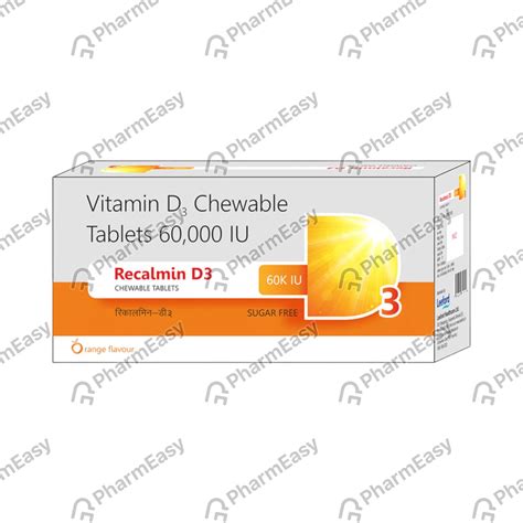 Recalmin D3 60000 IU Chewable Tablet (4): Uses, Side Effects, Price ...